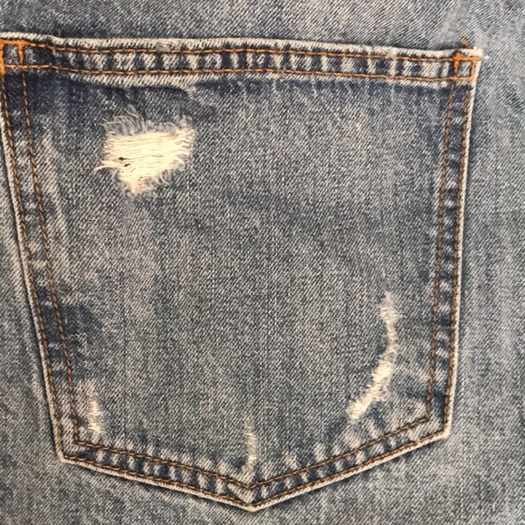 American Rag blue distressed/patched jean shirts size 38 - Picture 5 of 6